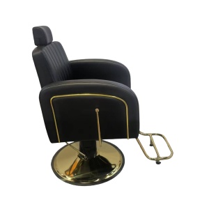 Set Scafa frizerie cu 2 scaune frizerie, rabatabile cu tetiera, negru cu auriu - Img 10