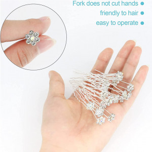 Ace coafor pentru nunta mireasa cu flori din cristale set 20buc - Img 2