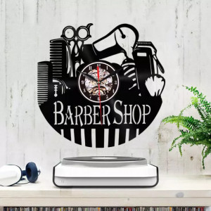 Ceas decor pentru perete frizerie coafor Barber Shop Model retro Vinil