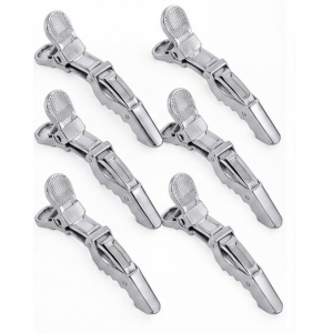 Clipsuri Coafor Profesionale – Set 6 Bucăți, Tip Crocodil, Silver Metalizat