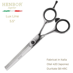 Foarfecă Profesională de Filat Henbor Lux Line – 35 Dinți, Oțel Inoxidabil 420, 58 HRC, Fabricată în Italia