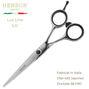 Henbor Lux Line – Foarfecă Profesională de Tuns, Oțel 420, Made in Italy