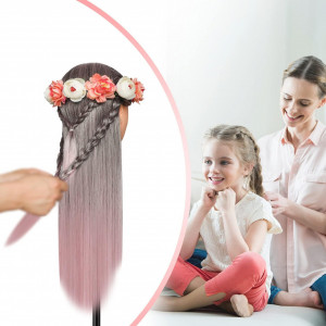 Manechin coafor cu par lung, des, roz ombre, cu suport, CPRO - Img 8