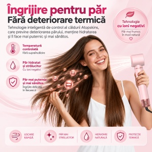 Ondulator Automat de par 5 In 1, Auto-Wrap, Uscator si Perie Cu Aer Cald, Pentru Bucle, Volum Si Indreptat parul - Img 3