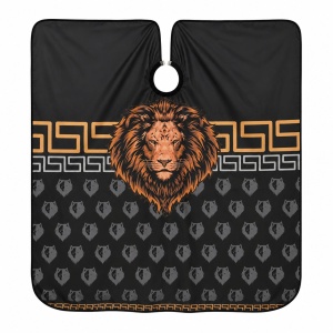 Pelerină frizerie pentru Tuns, Profesională, Lunga, Design Barber Cap de Leu, Neagra - Img 2