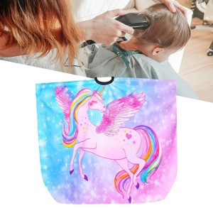 Pelerina tuns copii pentru fetite, roz, cu imprimeu unicorn, impermeabila, pentru coafor - Img 7
