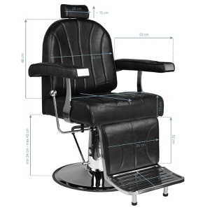 Scaun barber salon frizerie, inaltime reglabila, Negru SSB009 - Img 6
