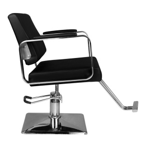 Scaun coafor profesional, reglabil cu pompa, negru cu silver - Img 2