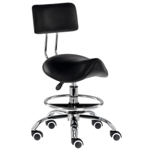 Scaun cosmetic cu sezut tip sa cu spatar, negru, pentru frizerie salon coafor - Img 3