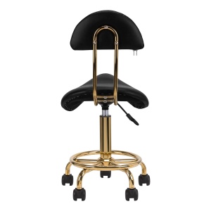 Scaun Cosmetica Tip Șa, Ergonomic, Reglabil, cu 5 Roți – Negru & Auriu - Img 4