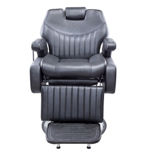 Scaun frizerie barber profesional, rabatabil, reglabil, cu tetiera, negru cu argintiu - Img 2