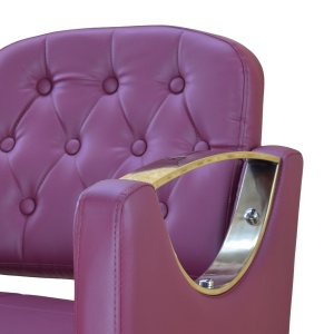 Scaun frizerie coafor, hidraulic, Rosu Inchis Bordo cu Auriu gold, reglabil, profesional - Img 3