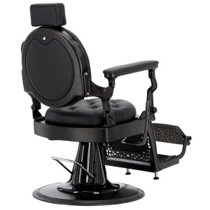 Scaun frizerie negru – hidraulic, rabatabil, cu tetiera, stil vintage industrial - Img 3