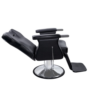 Scaun frizerie profesional, rabatabil, reglabil, cu tetiera, negru cu argintiu - Img 3