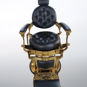 Scaun Frizerie Profesional Wallace Negru cu Accente Aurii – Reglabil Hidraulic, Design Premium - Img 8