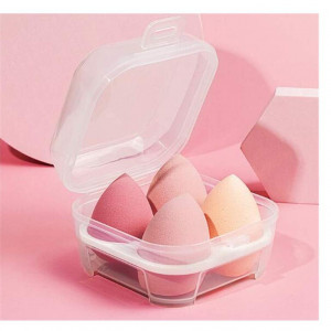 Set bureti machiaj tip beauty blender, 4 bucati, roz, in cutie de depozitare din plastic - Img 2