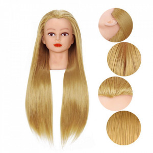 Set cap practica manechin Laura cu extensii colorate pentru exersat coafuri impletituri salon frizerie - Img 8