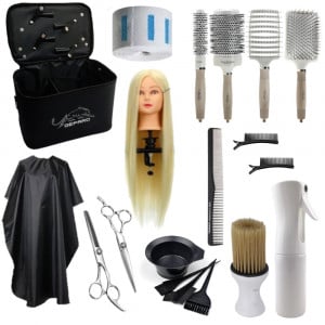 Set coafor Ardette, Complex3, 20 piese, cu perii ceramice, cap practica coafor si geanta pentru frizerie - Img 1