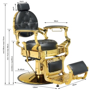Set complet Mobilier Barber Negru cu Auriu cu 2 posturi de lucru si 2 scaune frizerie - Img 2
