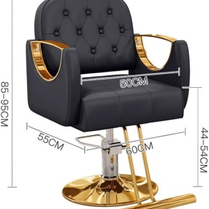 Set complet mobilier coafor cu 2 posturi de lucru – negru cu gold, cu scafa frizerie, scaune coafor si oglinzi - Img 9
