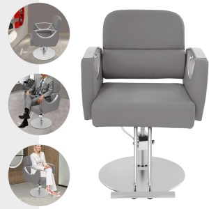 Set complet mobilier coafor cu scafa, scaun frizerie, oglinda LED, Gri cu Argintiu - Img 7