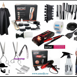 Set frizerie coafor complet FoolMoon profesional cu uscator, placa si masina tuns - Img 2