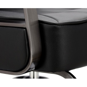 Set mobilier salon coafor cu 1 post de lucru frizerie, scaun coafor, scafa, Negru cu Argintiu - Img 5