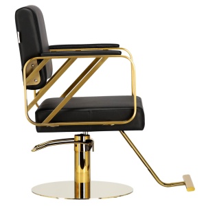 Set Mobilier salon frizerie cu 1 scaun coafor, 1 scafa, 1 oglinda Led cu Auriu - Img 5