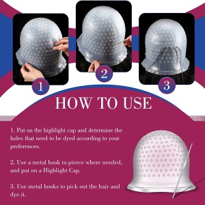 Set profesional pentru vopsit părul – Pelerină magnetică, cască șuvițe silicon, bol + 5 pensule, clipsuri crocodil, mănuși latex reutilizabile - Img 4