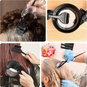 Set vopsit parul cu bol si 5 pensule pentru vopsea de par, plastic dur, negru - Img 5