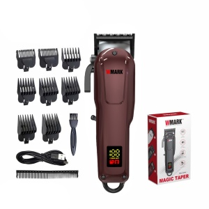 WMARK NG-1001 – Mașină de tuns profesională fără fir, 6600 RPM, lamă Zero Overlap, baterie 2500 mAh, autonomie 300 min, rosie