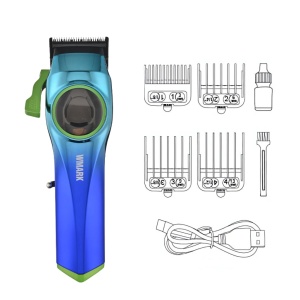 WMARK NG-9009 Mașină de tuns profesională – Motor 10.000 RPM, Lame DLC 5CR15, Baterie 2500 mAh Blue