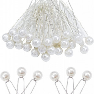 Ace coafor pentru nunta mireasa cu perle sintetice set 20buc - Img 4