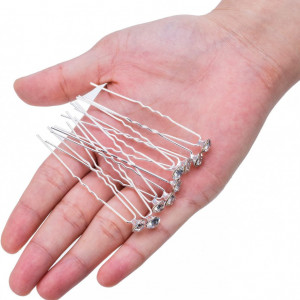 Ace de par pentru mireasa cu cristale argintii set 20buc - Img 7