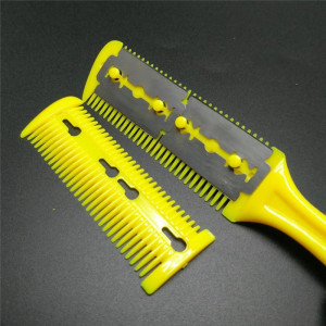 Brici de filat parul tip pieptene barba cu 2 lame de ras interschimbabile, negru - Img 2