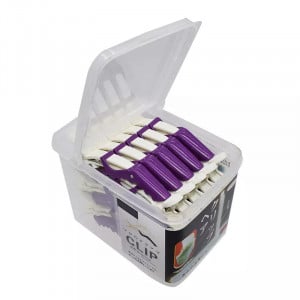 Clipsuri frizerie set 30 bucati crocodil negru cu galben in cutie de plastic - Img 5