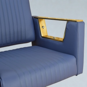 Mobilier frizerie cu scafă și 2 scaune coafor, Albastru închis cu Auriu Gold – Set profesional salon - Img 6