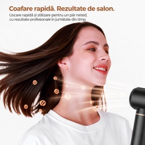 Ondulator automat cu aer cald, Aparat De Coafat pentru bucle Multifunctional 6 In 1, Uscator si perie volum, Multistyler par - Img 5