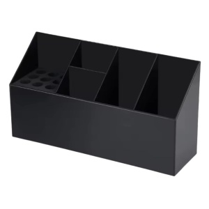 Organizator ustensile frizerie, Negru, fixare de perete sau pe masa, 5 compartimente - Img 6