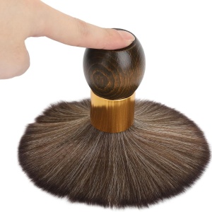 Pamatuf frizerie profesional cu maner din lemn, peri desi, calitate premium, finisaje gold - Img 6