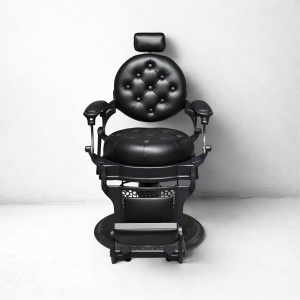 Scaun frizerie Kingsley negru profesional – reglaj hidraulic, spătar ergonomic, bază stabilă - Img 4