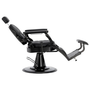 Scaun frizerie negru – hidraulic, rabatabil, cu tetiera, stil vintage industrial - Img 4