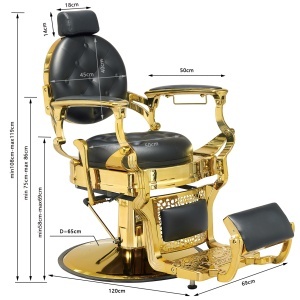 Scaun Frizerie Profesional Wallace Negru cu Accente Aurii – Reglabil Hidraulic, Design Premium - Img 9