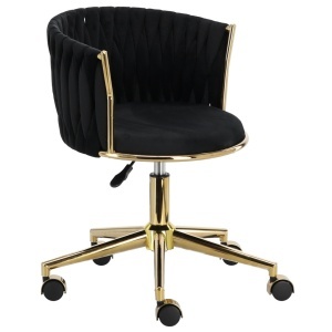 Scaun manichiuriste, Spa, Catifea Luxoasa, pentru salon infrumusetare, negru cu auriu, hidraulic - Img 2