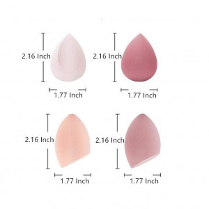 Set bureti machiaj tip beauty blender, 4 bucati, roz, in cutie de depozitare din plastic - Img 3