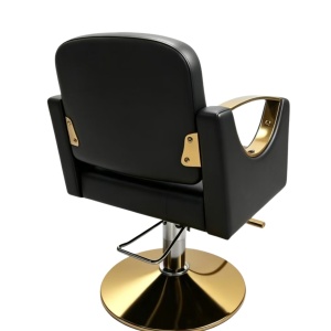 Set complet mobilier coafor cu 2 posturi de lucru – negru cu gold, cu scafa frizerie, scaune coafor si oglinzi - Img 6