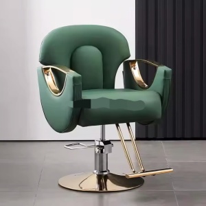 Set de Mobilier pentru coafor cu 2 scaune frizerie, unitate de spalare, 2 oglinzi LED, VERDE - Img 8