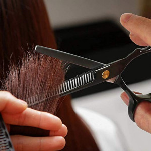 Set foarfeca de tuns si filat negru Baroc marime 6" si pieptan carbon clame pentru frizerie salon - Img 6