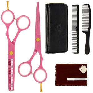 Set foarfeca de tuns si foarfeca de filat · Ghepard Superior Pink - Img 1