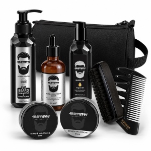 Set Îngrijire Barbă și Mustață Gummy – Kit Complet Grooming pentru Bărbați, 8 Piese